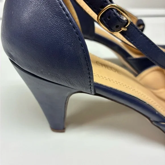 Chase + Chloe Navy Cutout Heels - Picture 3 of 5